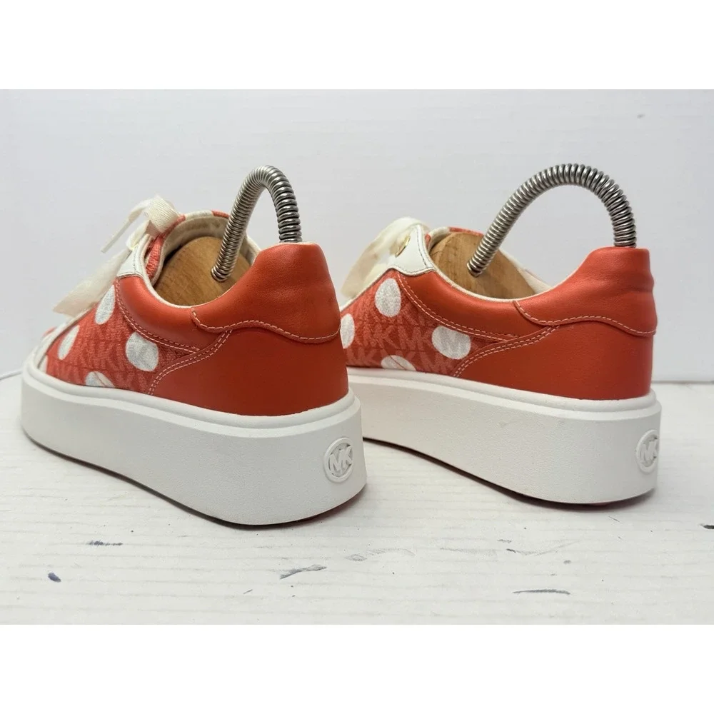 Michael Kors Romey Womens US 8 Orange Polka Dot Signature Platform Sneakers